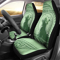 Personalised Hawaii Monk Seal Car Seat Cover Polynesian Tattoo With Tropical Flowers - Green Pastel LT14 - Polynesian Pride