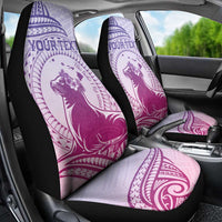 Personalised Hawaii Monk Seal Car Seat Cover Polynesian Tattoo With Tropical Flowers - Purple Gradient LT14 - Polynesian Pride
