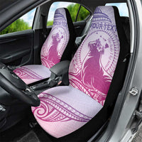 Personalised Hawaii Monk Seal Car Seat Cover Polynesian Tattoo With Tropical Flowers - Purple Gradient LT14 - Polynesian Pride