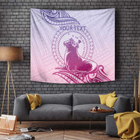 Personalised Hawaii Monk Seal Tapestry Polynesian Tattoo With Tropical Flowers - Purple Gradient LT14 - Polynesian Pride