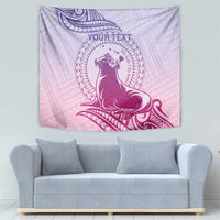 Personalised Hawaii Monk Seal Tapestry Polynesian Tattoo With Tropical Flowers - Purple Gradient LT14 - Polynesian Pride