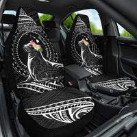 Personalised Hawaii Monk Seal Car Seat Cover Polynesian Tattoo With Tropical Flowers - Black LT14 One Size Black - Polynesian Pride