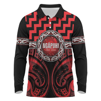 Aotearoa Ngapuhi Personalised Long Sleeve Polo Shirt Maori Iwi Poutama Puhoro Tattoo