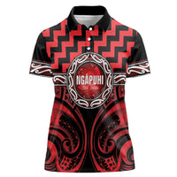 Aotearoa Ngapuhi Personalised Women Polo Shirt Maori Iwi Poutama Puhoro Tattoo