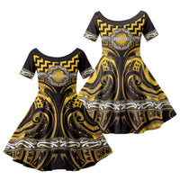 Aotearoa Ngati Porou Personalised Family Matching Off Shoulder Short Dress and Hawaiian Shirt Maori Iwi Poutama Puhoro Tattoo