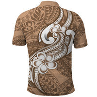 Polynesia Polo Shirt Plumeria With Tribal Pattern Brown Pastel Vibes LT14 - Polynesian Pride