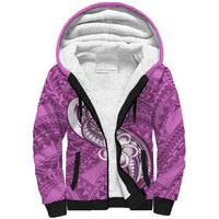 Polynesia Sherpa Hoodie Plumeria With Tribal Pattern Pink Pastel Vibes LT14 Unisex Pink - Polynesian Pride