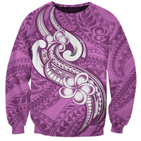 Polynesia Sweatshirt Plumeria With Tribal Pattern Pink Pastel Vibes LT14 Unisex Pink - Polynesian Pride