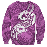Polynesia Sweatshirt Plumeria With Tribal Pattern Pink Pastel Vibes LT14 - Polynesian Pride