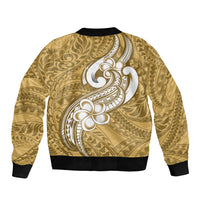 Polynesia Bomber Jacket Plumeria With Tribal Pattern Yellow Pastel Vibes LT14 - Polynesian Pride