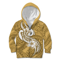 Polynesia Kid Hoodie Plumeria With Tribal Pattern Yellow Pastel Vibes LT14 Zip Hoodie Yellow - Polynesian Pride