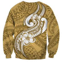 Polynesia Sweatshirt Plumeria With Tribal Pattern Yellow Pastel Vibes LT14 - Polynesian Pride