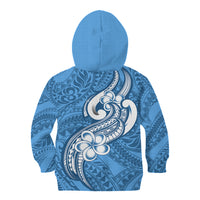 Polynesia Kid Hoodie Plumeria With Tribal Pattern Blue Pastel Vibes LT14 - Polynesian Pride