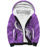 Polynesia Sherpa Hoodie Plumeria With Tribal Pattern Purple Pastel Vibes LT14 Unisex Purple - Polynesian Pride