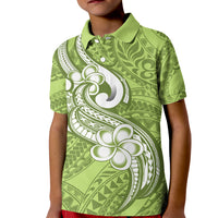 Polynesia Kid Polo Shirt Plumeria With Tribal Pattern Green Pastel Vibes LT14 Kid Green - Polynesian Pride