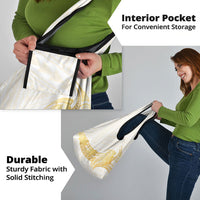 Polynesia White Sunday Grocery Bag Polynesian Tattoo Plumeria Hibiscus Gold