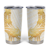 Polynesia White Sunday Tumbler Cup Polynesian Tattoo Plumeria Hibiscus Gold