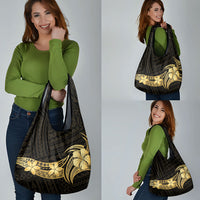 Gold Black Polynesia Hibiscus Plumeria Tattoo Grocery Bag LT14 - Polynesian Pride
