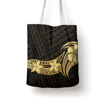 Gold Black Polynesia Hibiscus Plumeria Tattoo Tote Bag