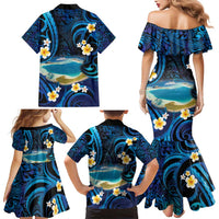 French Polynesia Tetiaroa Atoll Family Matching Mermaid Dress and Hawaiian Shirt Polynesian Curves Style