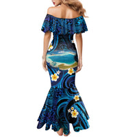 French Polynesia Tetiaroa Atoll Family Matching Mermaid Dress and Hawaiian Shirt Polynesian Curves Style