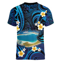 French Polynesia Tetiaroa Atoll Women V-Neck T-Shirt Polynesian Curves Style