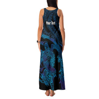 Personalised Tahiti Moorea Atoll Family Matching Tank Maxi Dress and Hawaiian Shirt Polynesian Sea Turtle