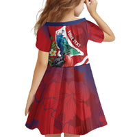 Personalised Kiribati Tarawa Atoll Family Matching Off The Shoulder Long Sleeve Dress and Hawaiian Shirt Frigate Bird With Map Tropical Style