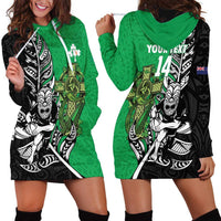 New Zealand and Ireland Rugby Custom Hoodie Dress Maori Tiki Fern Irish Celtic Cross - Polynesian Pride