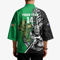New Zealand and Ireland Rugby Custom Kimono Maori Tiki Fern Irish Celtic Cross - Polynesian Pride