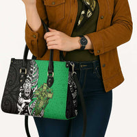 New Zealand and Ireland Rugby Custom Leather Bag Maori Tiki Fern Irish Celtic Cross - Polynesian Pride
