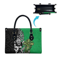 New Zealand and Ireland Rugby Custom Leather Bag Maori Tiki Fern Irish Celtic Cross - Polynesian Pride