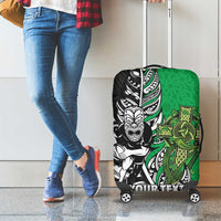 New Zealand and Ireland Rugby Custom Luggage Cover Maori Tiki Fern Irish Celtic Cross - Polynesian Pride