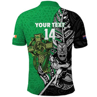 New Zealand and Ireland Rugby Custom Polo Shirt Maori Tiki Fern Irish Celtic Cross - Polynesian Pride