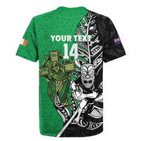 New Zealand and Ireland Rugby Custom Rugby Jersey Maori Tiki Fern Irish Celtic Cross - Polynesian Pride