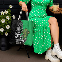 New Zealand and Ireland Rugby Custom Tote Bag Maori Tiki Fern Irish Celtic Cross - Polynesian Pride