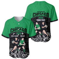 New Zealand and Ireland Rugby Custom Baseball Jersey Chicago 2025 Go All Black Shamrocks - Polynesian Pride