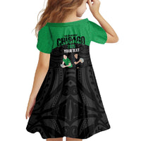 New Zealand and Ireland Rugby Custom Family Matching Off Shoulder Maxi Dress and Hawaiian Shirt Chicago 2025 Go All Black Shamrocks - Polynesian Pride