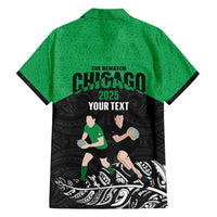 New Zealand and Ireland Rugby Custom Family Matching Puletasi and Hawaiian Shirt Chicago 2025 Go All Black Shamrocks - Polynesian Pride
