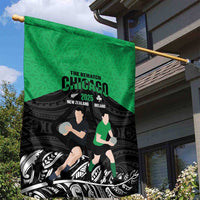 New Zealand and Ireland Rugby Garden Flag Chicago 2025 Go All Black Shamrocks - Polynesian Pride