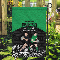 New Zealand and Ireland Rugby Garden Flag Chicago 2025 Go All Black Shamrocks - Polynesian Pride