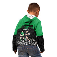New Zealand and Ireland Rugby Custom Kid Hoodie Chicago 2025 Go All Black Shamrocks - Polynesian Pride