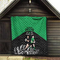 New Zealand and Ireland Rugby Quilt Chicago 2025 Go All Black Shamrocks - Polynesian Pride