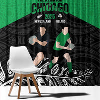 New Zealand and Ireland Rugby Window Curtain Chicago 2025 Go All Black Shamrocks - Polynesian Pride