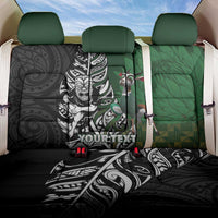 New Zealand and South Africa Rugby Custom Back Car Seat Cover Maori Tiki Fern Springboks Kente Pattern - Polynesian Pride