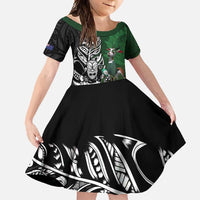 New Zealand and South Africa Rugby Custom Family Matching Summer Maxi Dress and Hawaiian Shirt Maori Tiki Fern Springboks Kente Pattern - Polynesian Pride