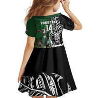 New Zealand and South Africa Rugby Custom Family Matching Tank Maxi Dress and Hawaiian Shirt Maori Tiki Fern Springboks Kente Pattern - Polynesian Pride