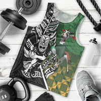 New Zealand and South Africa Rugby Custom Men Tank Top Maori Tiki Fern Springboks Kente Pattern - Polynesian Pride