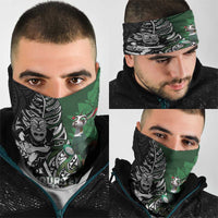 New Zealand and South Africa Rugby Custom Neck Gaiter Maori Tiki Fern Springboks Kente Pattern - Polynesian Pride