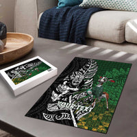 New Zealand and South Africa Rugby Custom Puzzle Maori Tiki Fern Springboks Kente Pattern - Polynesian Pride